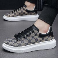 New Men's Casual Sports Shoes Inner Elevator Shoes Men's Flat Walking Shoes Solid Color Round Toe Canvas Shoes