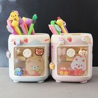 Large-capacity kawaii children's creative cute cartoon square pen holder desk storage pen holder