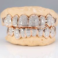 Custom Grillz VVS Diamond Grillz Top OR Bottom 10K 14K 18K Natural Gold Invisible Cut Iced Out Moissanite Grillz