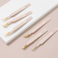 New products on the new professional fine-tipped tweezers golden pink nude eyelash extensions fine-tip eyelash tweezers