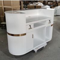 Customize Luxury Style Salon Logo Furniture Small Counter Beauty Salon Reception Desk