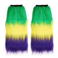 Haiwin Party Small MOQ Mardi Gras Gold Purple Green Lily Flower Shaggy Fur Warmer Women