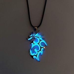 Trendy male domineering luminous flame dragon necklace dragon pendant necklace luminous jewelry