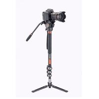 Cayer AF34DVH4 Camera Monopod Kit with Hydraulic Head and Carrying Case, 3-in-1 Mini Tripod and Hiking Trekking Pole Function