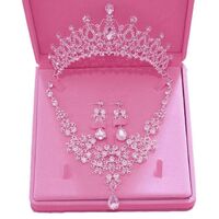 Luxury Silver Rhinestone Crystal Wedding Hair Accessories Bridal Tiara and Crown Set in Crystals