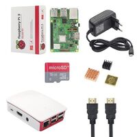Wholesale Raspberry Pi 3B+ Kit 16GB Cassette Red and White Case + Radiator + Raspberry Pi Power Supply