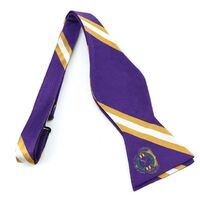 Custom Removable Purple Silk Stripe Phi Fraternity Logo Embroidered Wholesale Men's Bow Ties