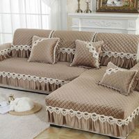 European-style sofa cushion cover winter Holland velvet non-slip lace skirt universal sofa towel