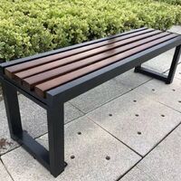 outdoor garden patio bench made of tall wooden metal modern style