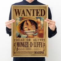 Best selling Japanese anime series poster kraft paper decorative painting Luffy character poster family retro cartoon wall decoration
