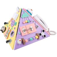 Pyramid BusyHouse Hands-on Ability Montessori Preschool Toy Multipurpose Toddler 4 Sided Wooden Busy Board