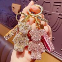 Hot Sale High Quality Crystal Keychain Rhinestone Teddy Bear Keychain Leather Keychain Metal Keychain