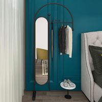 2021 Modern Commercial Bedroom Makeup Floor Stand Shelf Rack Hanger Gold With Mirror