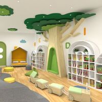 Preschool furniture set kids library bookshelf furniture set and international school modern design