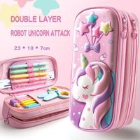 P01 3d eva cute cartoon student double layer children's pencil case unicorn pencil case