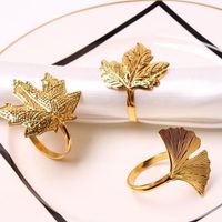 Wholesale Gold Plated Napkin Rings Table Decoration Gold Leaf Wedding Napkin Rings