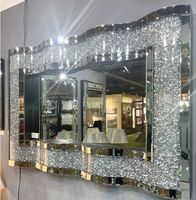 Best Selling Luxury Living Room Furniture Mirror Wall Mirror Art Rhinestone Broken Drill Wall Mirror Home Decor Mueble