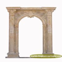 Home decoration hand-carved natural stone arch white marble outer door frame threshold arched door
