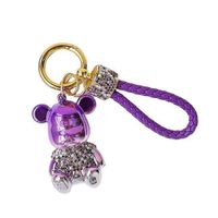 Car key ring luxury diamond dazzling cute bear ornament high-end creative bag pendant with high value