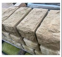 Natural split face Chinese beige yellow sandstone slab plinth wall mushroom sandstone