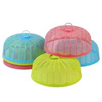Food tableware cover anti-mosquito kitchen multi-functional vegetable and fruit round plastic home kitchen plastic plate green