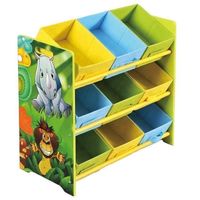 Toffy & Friends Wooden Kids Toy Storage Box with Fabric Storage Box Toy Rack Toy Cabinet