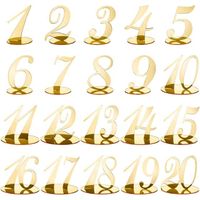 Luxury Gold Table Numbers DIY 0-20 Table Signs Seating Cards Wedding Birthday Acrylic Table Numbers for Wedding Reception Party