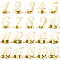 Luxury Gold Table Numbers DIY 0-20 Table Signs Seating Cards Wedding Birthday Acrylic Table Numbers for Wedding Reception Party