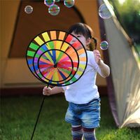 Colorful Rainbow Three Wheels Wind Spinner Windmill Garden Yard Outdoor Decoration Children Toys