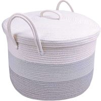 Woven Laundry Basket Cotton Rope Large Cotton Rope Basket With Cover Storage Cotton Rope Basket