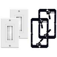 2-Pack Brushed Wall Plates with Single Set of Low Voltage Mounting Brackets Cable Through Speaker Wire Inserts