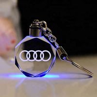 Custom Car Logo Keychain Laser Engraving LED Light Keychain Creative Crystal Keychain