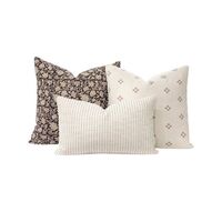 Set of three decorative cushion covers for transitional style sofas