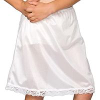 Big girl white nylon half suspender dress