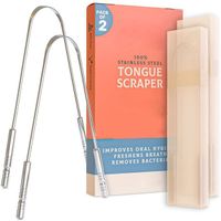 2 Pack Bad Breath Treatment 100% Stainless Steel Metal U Shape Tongue Scraper For Travel Box