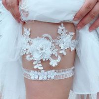 NANTEX Bridal Garter White Lace Garter Bridal Leg Garter Rhinestones