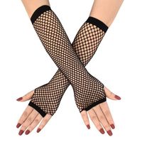 Fine Mesh Fishnet Gloves Mid Length Sexy Stretch Mesh Gloves For Women Retro Party Gloves Unisex
