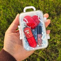 Mini Makeup Case Suitcase Plastic PS Transparent Luggage Set Lip Gloss Tube Lipstick Christmas Gift Customization