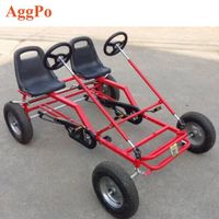 Wholesale High Quality Strong Steel Pipe 4 Wheels 2 Seaters Red Scooter Go Kart Sightseeing Family Children Use