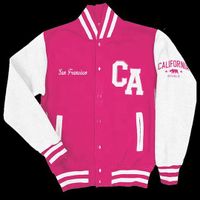 Factory Quality Girls Baseball Jacket With Pink Embroidered Pattern Custom Kids Jackets