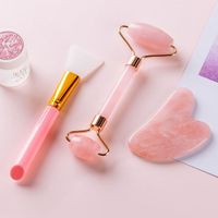 Brush Beauty Tools 100% Natural Stone Rose Quartz Facial Roller Real Pink Crystal Jade Facial Roller