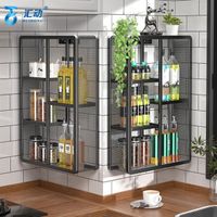 Home Storage and Organizer Wall Mounted Spice Jar Kitchen Rack Multifunctional Corner Tank Oil Storage Rack Shelving Unit