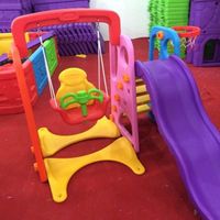 High quality plastic children's slide with swing and basketball set
