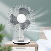 AC DC 12 Inch Air Cooler 3 Speed ​​6V Electric Desk Fan Cooling Rechargeable Solar Powered Rechargeable Desk Fan with LED Light