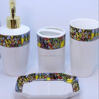 Ethiopian/Eritrean Queen of Saba Design 4 Piece Porcelain Bathroom Set