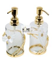 Luxury Gold Metal Shiny Soap Dispenser Hot Sale Classic Designer Metal and Glass Soap Dispenser