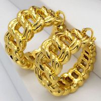 New Fashion Gold Plated Large Round Spiral Twist Halloween Hoop Jewelry Earrings for Women