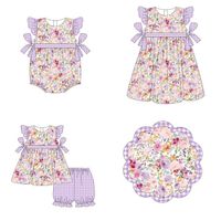 2023 New Summer Girls Printed Dress Children's Flower Suit Boutique Baby Bubble Wholesale