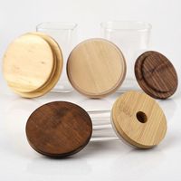 Tree Forest Natural Style Glass Jar Wooden Lid Candle Large Glass Jar Screw Lid