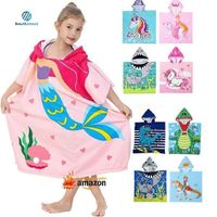 Children's printed hooded towel cartoon poncho beach towel for children